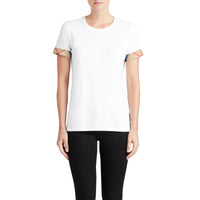 T-shirt en coton extensible avec revers à motif check - White