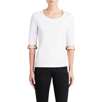 Haut en coton extensible avec revers à motif check - White
