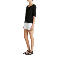 Haut en coton extensible avec revers à motif check - Black