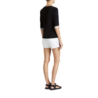 Haut en coton extensible avec revers à motif check - Black