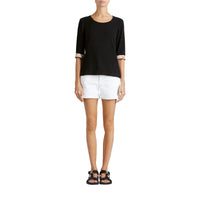 Haut en coton extensible avec revers à motif check - Black