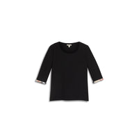 Haut en coton extensible avec revers à motif check - Black