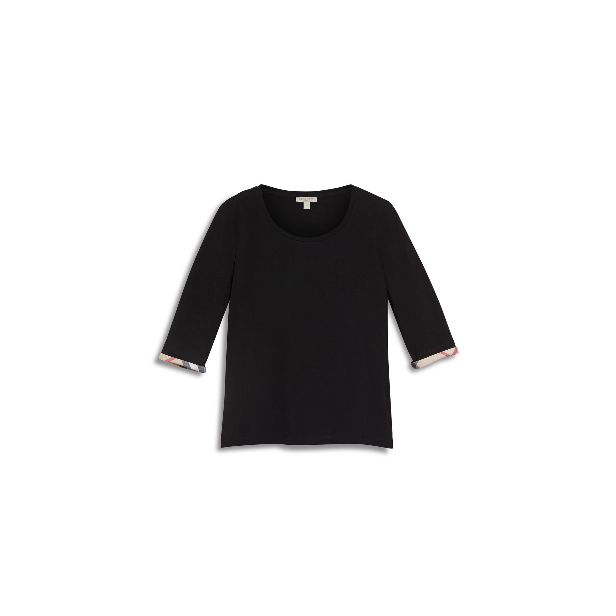 Haut en coton extensible avec revers à motif check - Black
