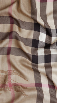 Écharpe en haymarket check avec bordure - Ruby Red