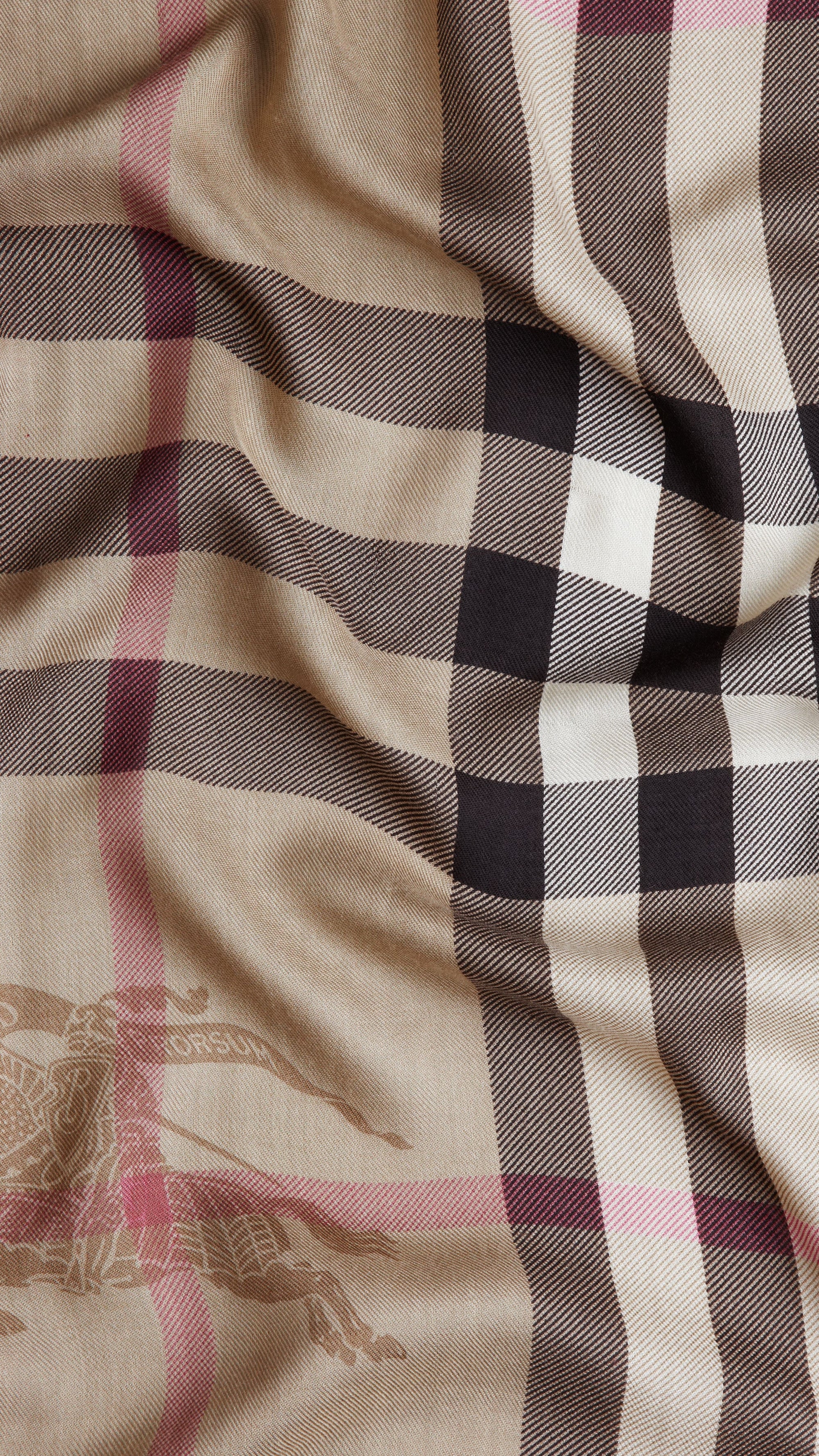 Écharpe en haymarket check avec bordure - Ruby Red