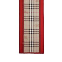 Écharpe en haymarket check avec bordure - Ruby Red
