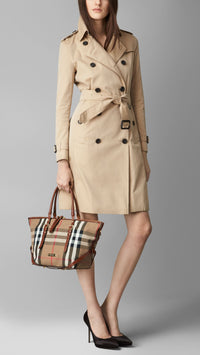 Petit sac tote en house check à bride - Dark Tan