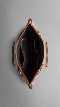 Petit sac tote en house check à bride - Dark Tan