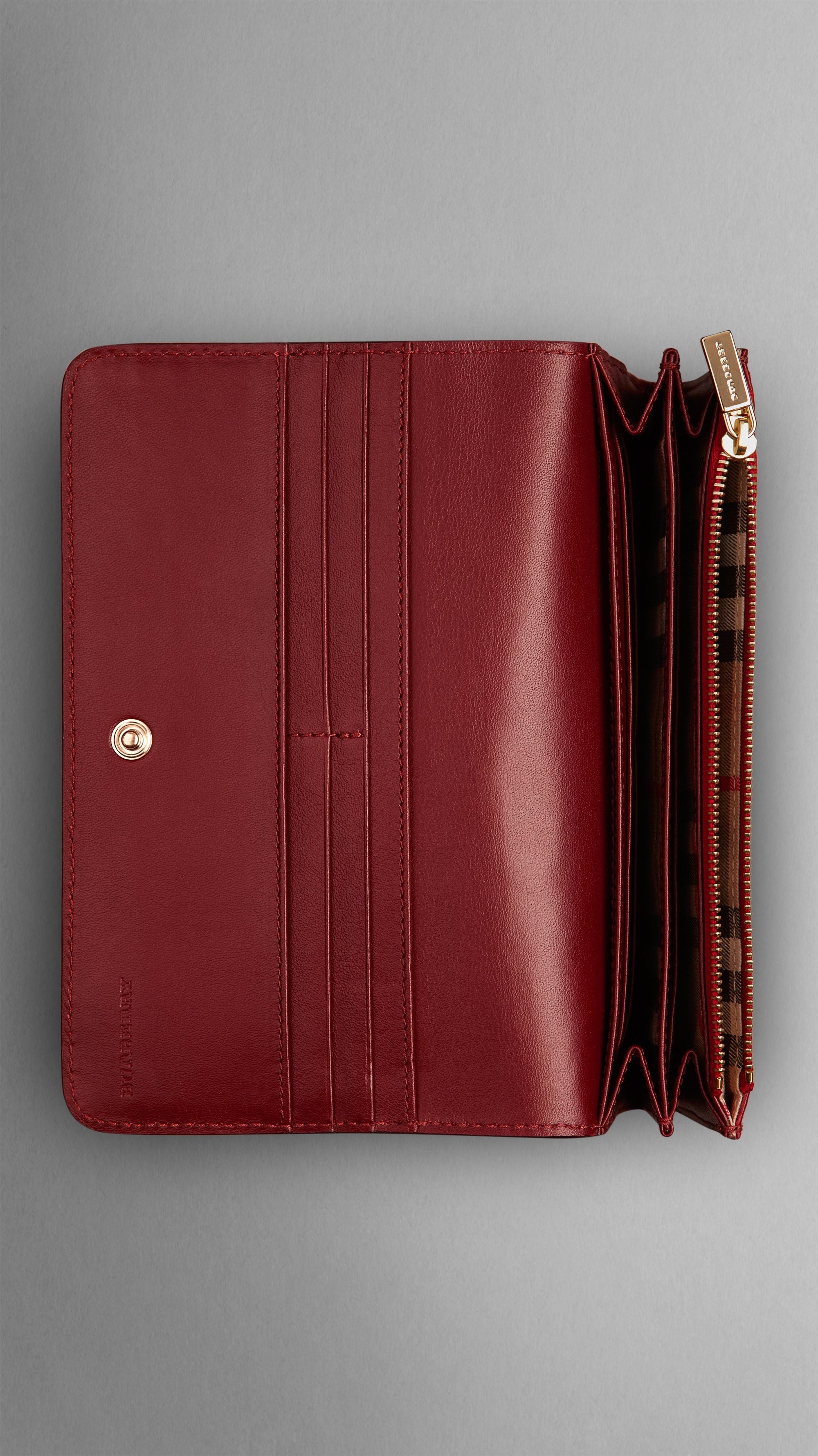 Portefeuille continental en cuir grainé - Blood Red