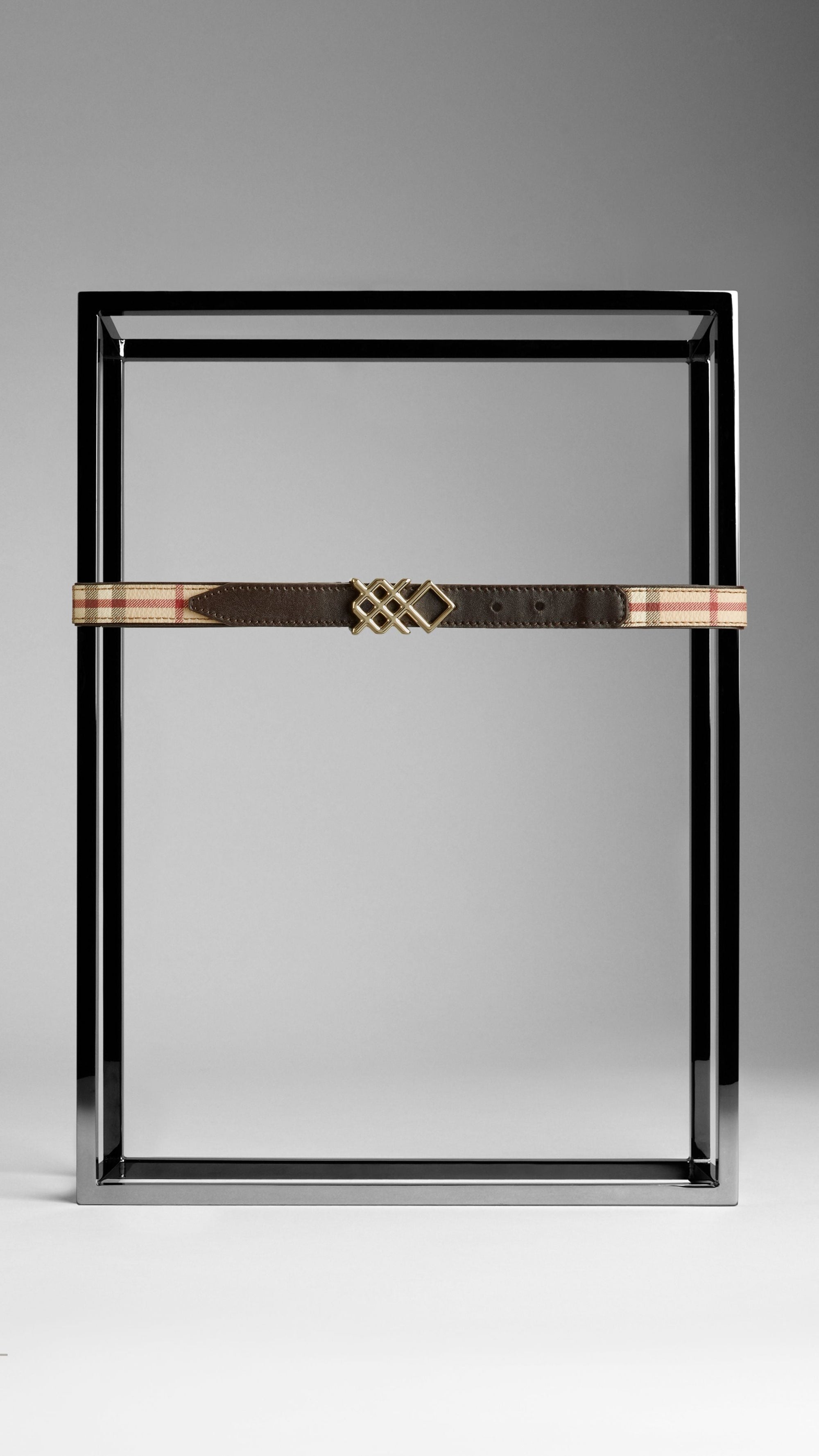 Ceinture en Haymarket check avec boucle check - Chocolate