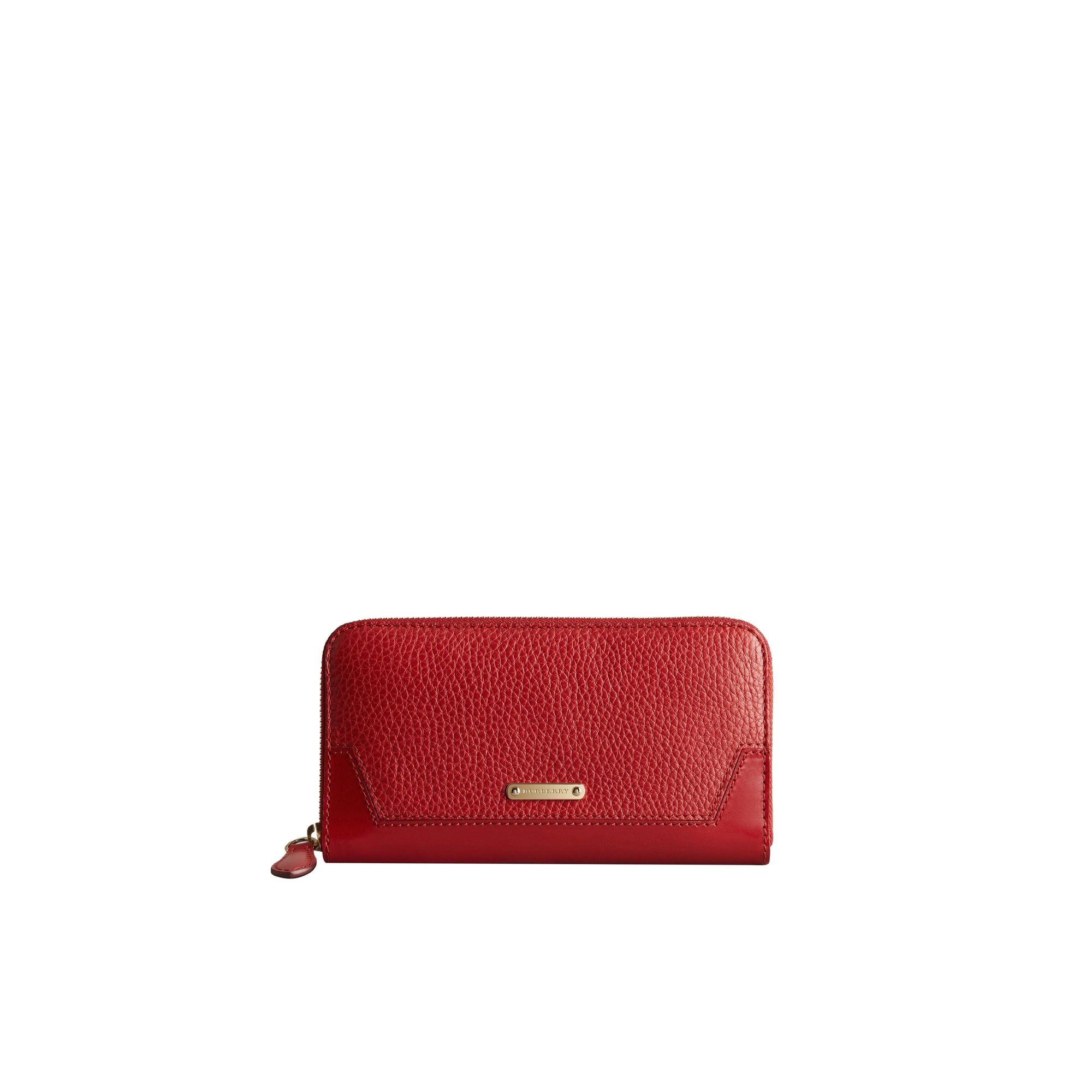 Portefeuille zippé en cuir grainé - Military Red