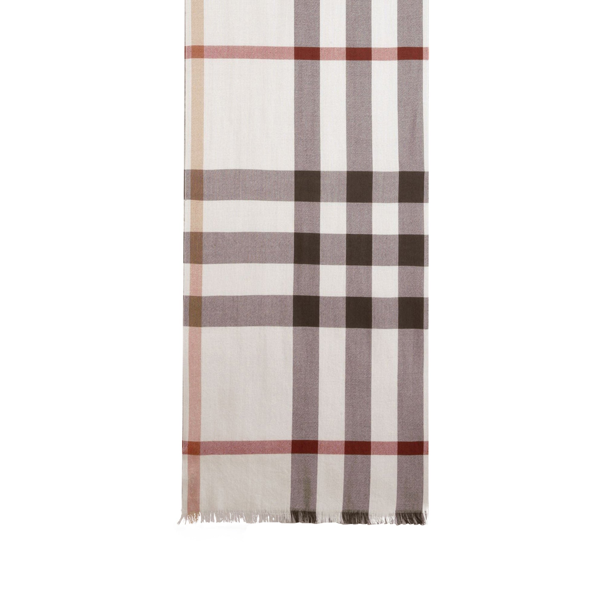 Foulard en soie et cachemire à motif check - Ivory Check