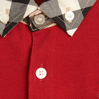 Polo avec col en check - Military Red