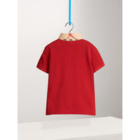Polo avec col en check - Military Red