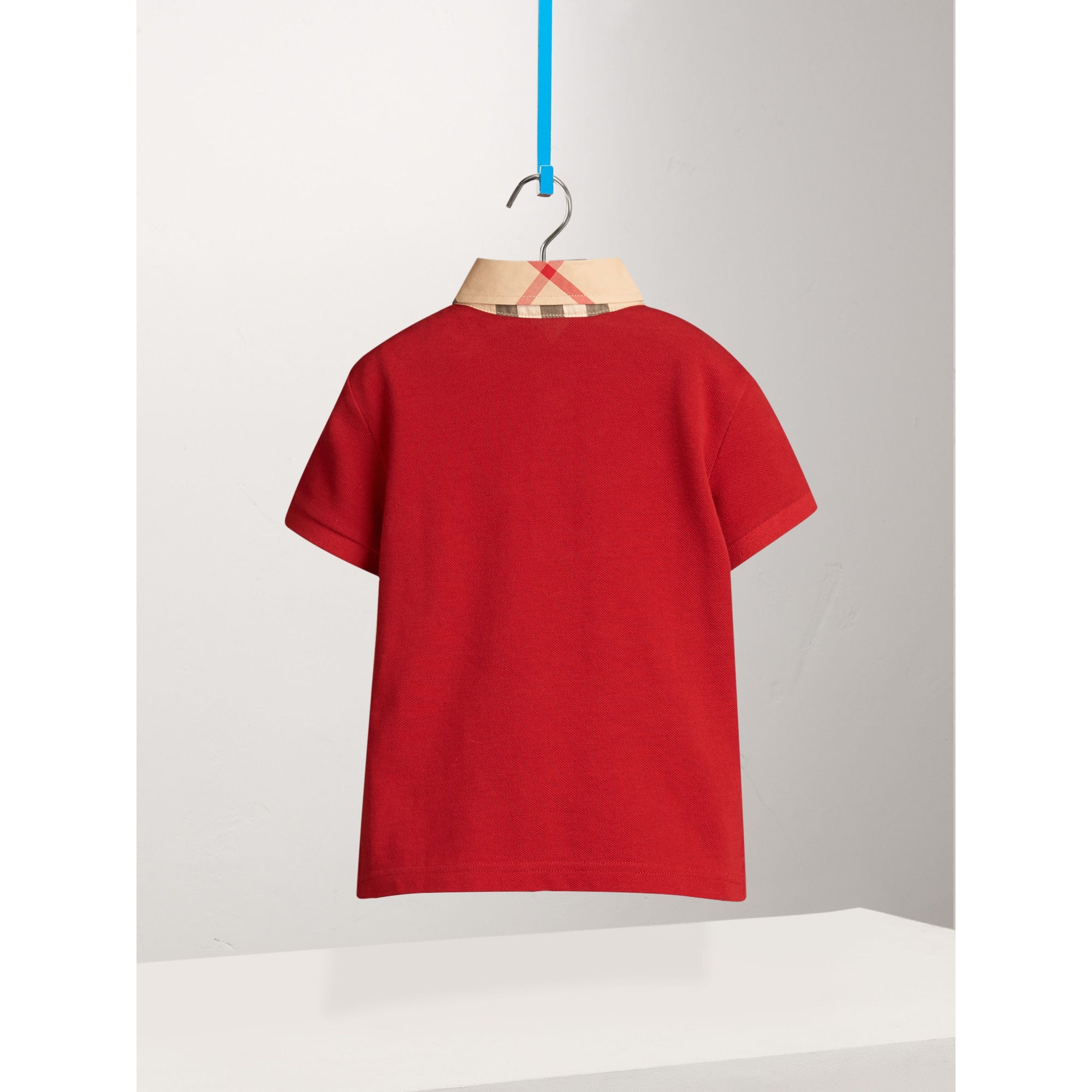 Polo avec col en check - Military Red