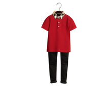 Polo avec col en check - Military Red