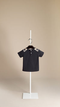 T-shirt avec touches de check - True Navy