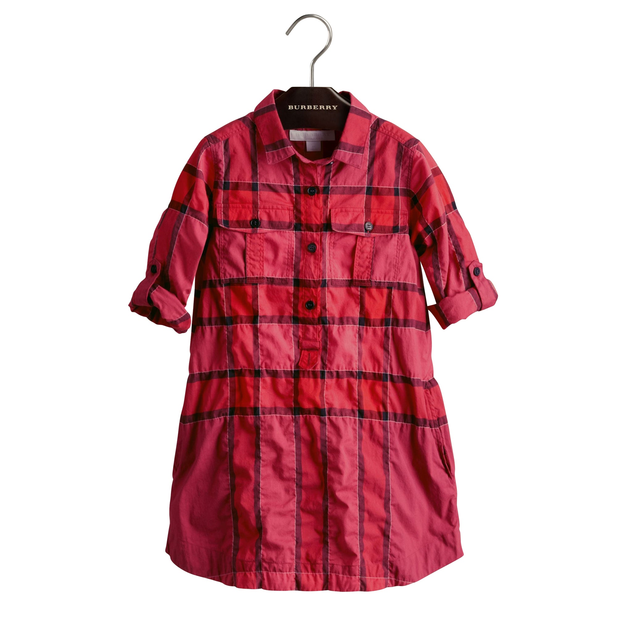 Robe chemise en coton check - Deep Claret Pink