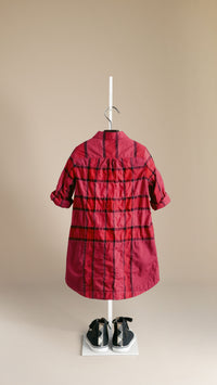 Robe chemise en coton check - Deep Claret Pink