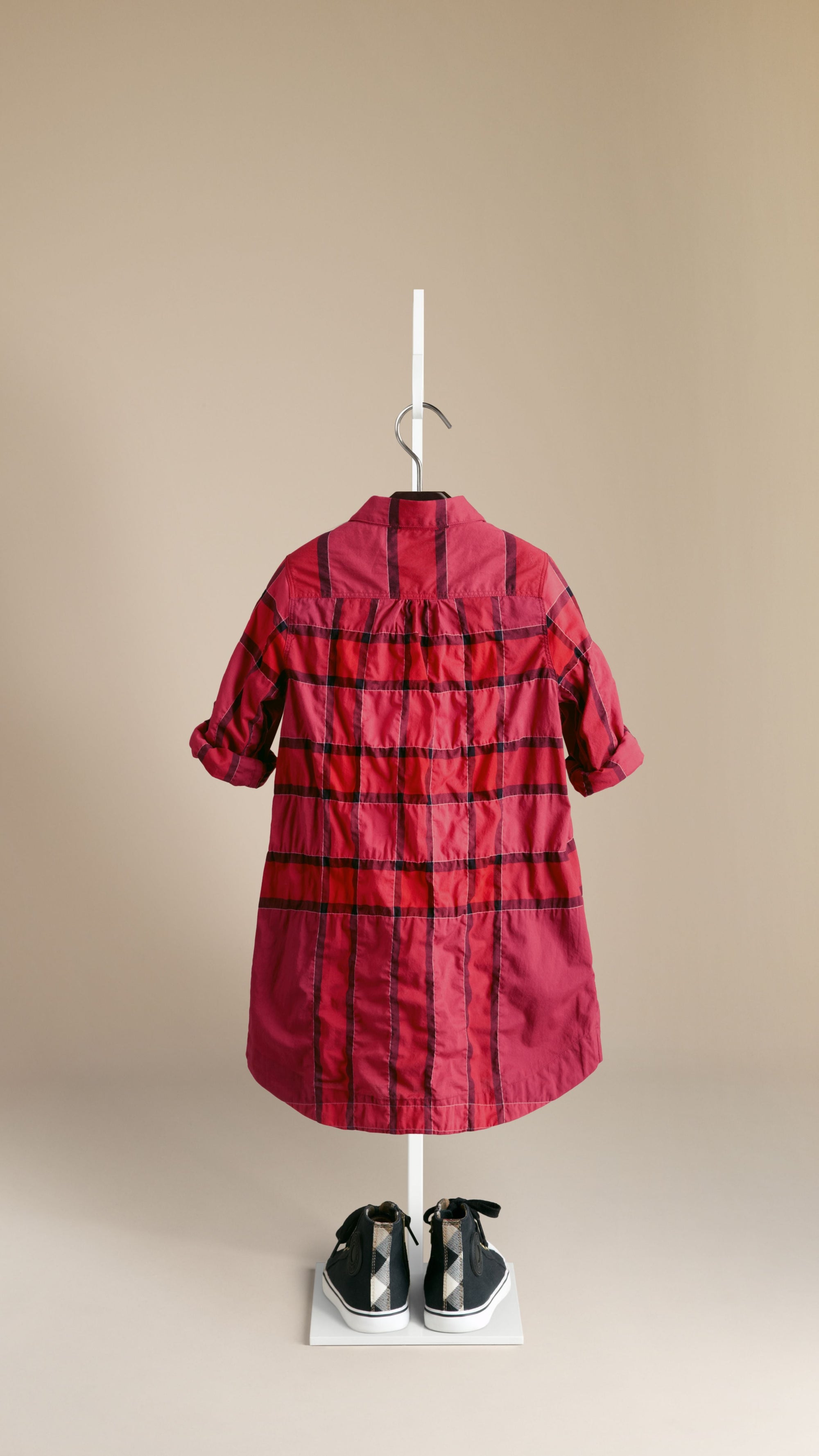 Robe chemise en coton check - Deep Claret Pink