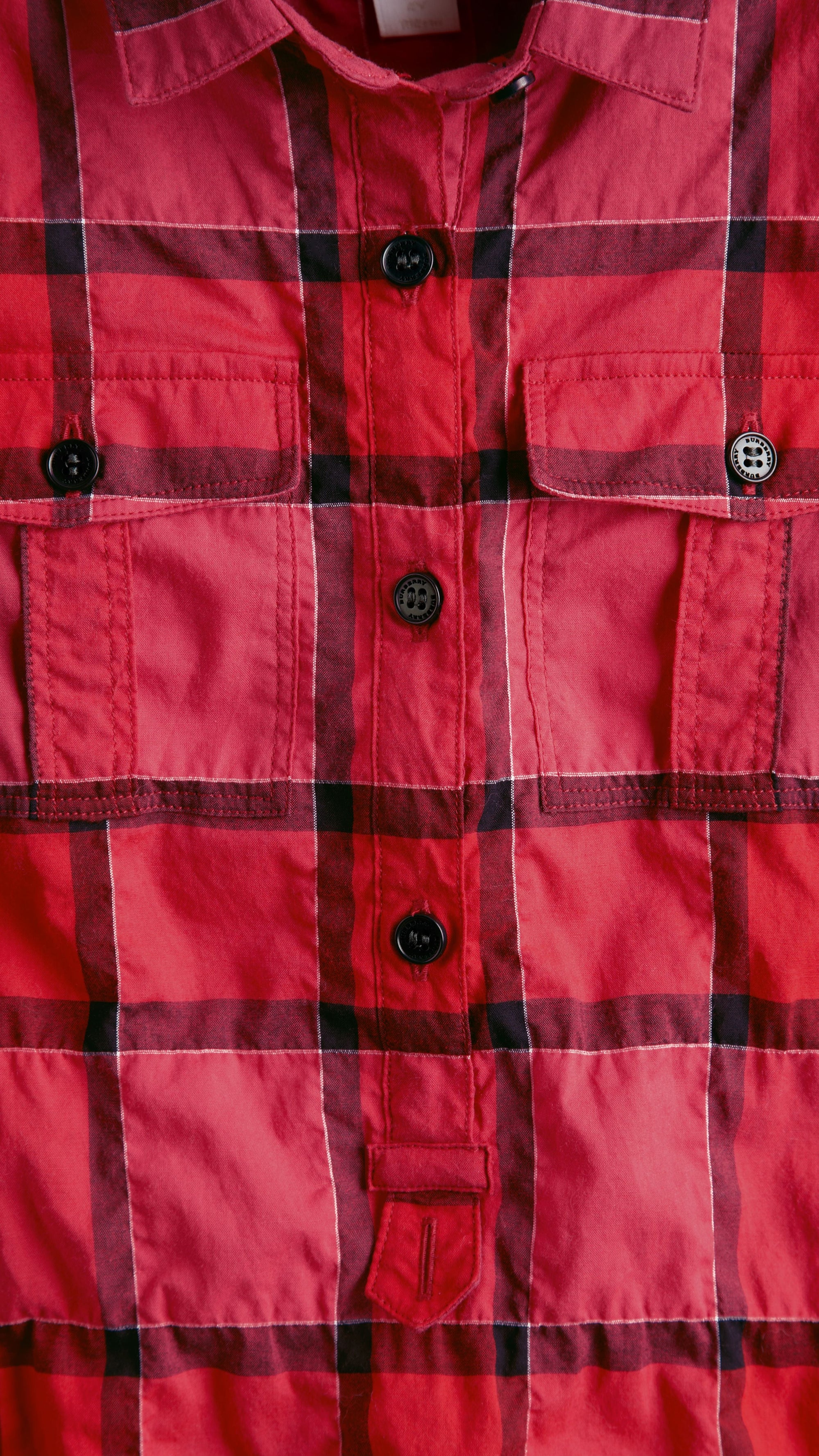 Robe chemise en coton check - Deep Claret Pink