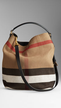 Sac hobo medium à motif Canvas check - Black