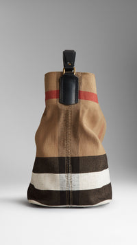 Sac hobo medium à motif Canvas check - Black
