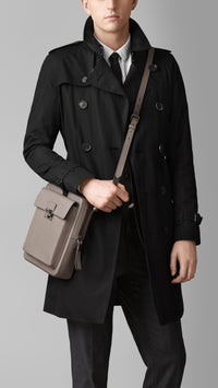 Petite sacoche à bandoulière en cuir London - Nickel