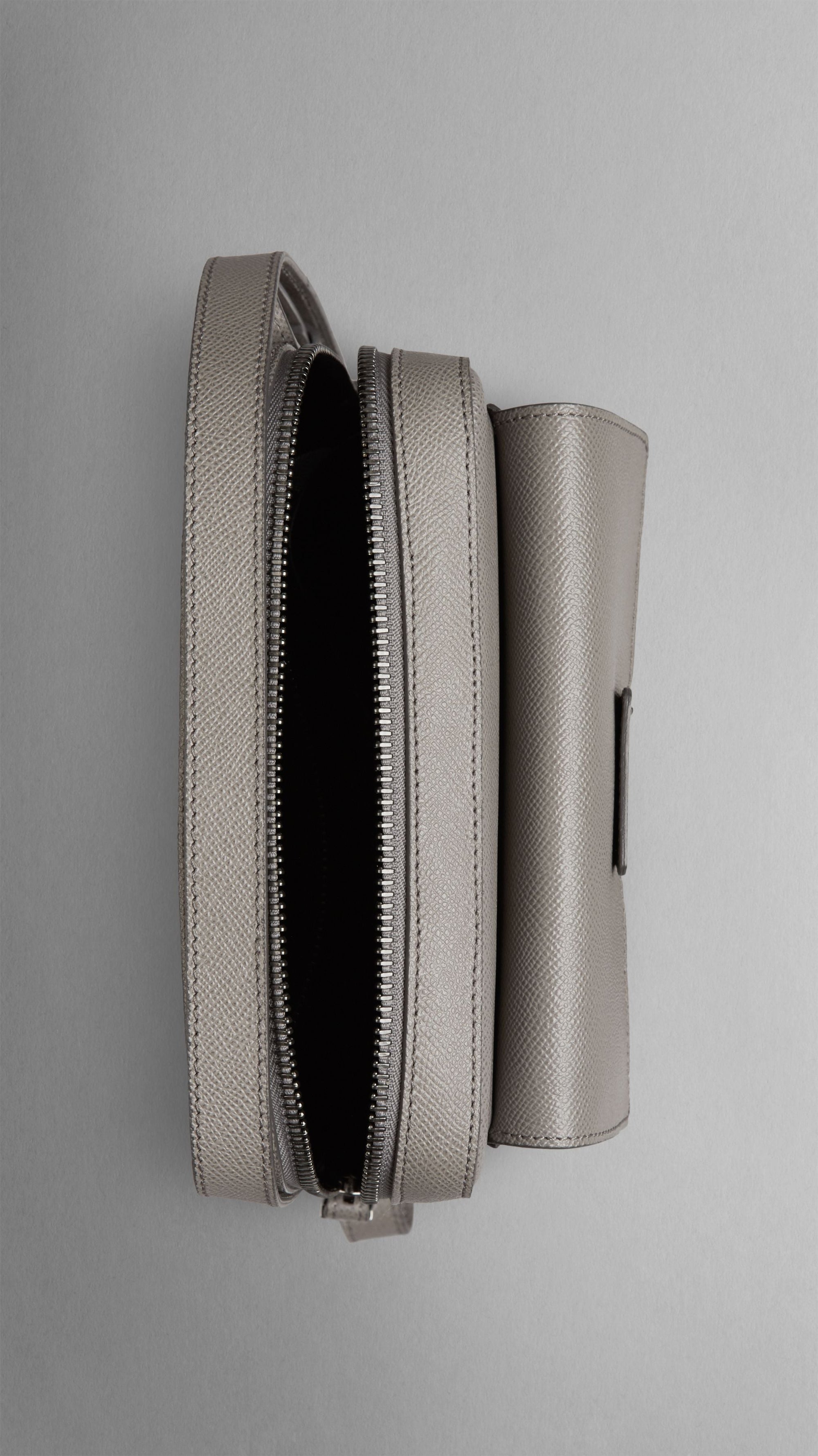 Petite sacoche à bandoulière en cuir London - Nickel