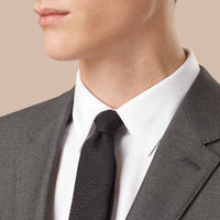 Costume de coupe étroite en laine et soie - Dark Grey Melange