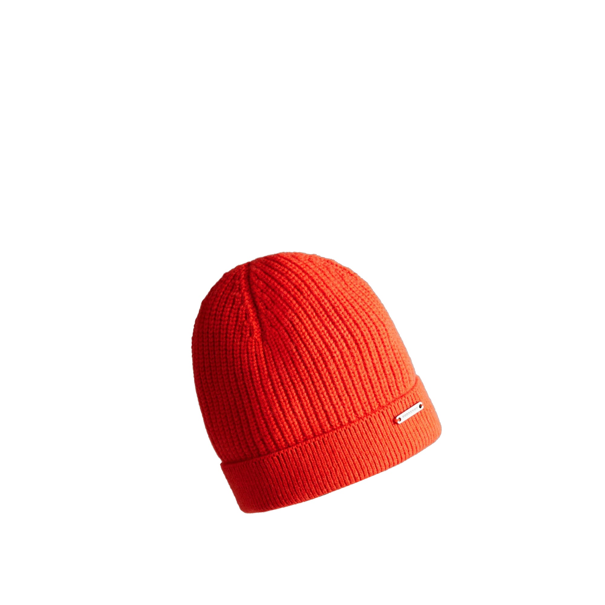Bonnet en laine et cachemire à côtes anglaises - Orange Red