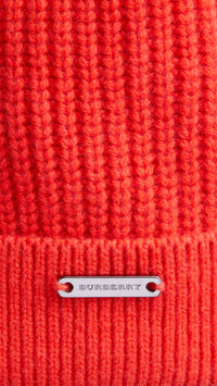 Bonnet en laine et cachemire à côtes anglaises - Orange Red