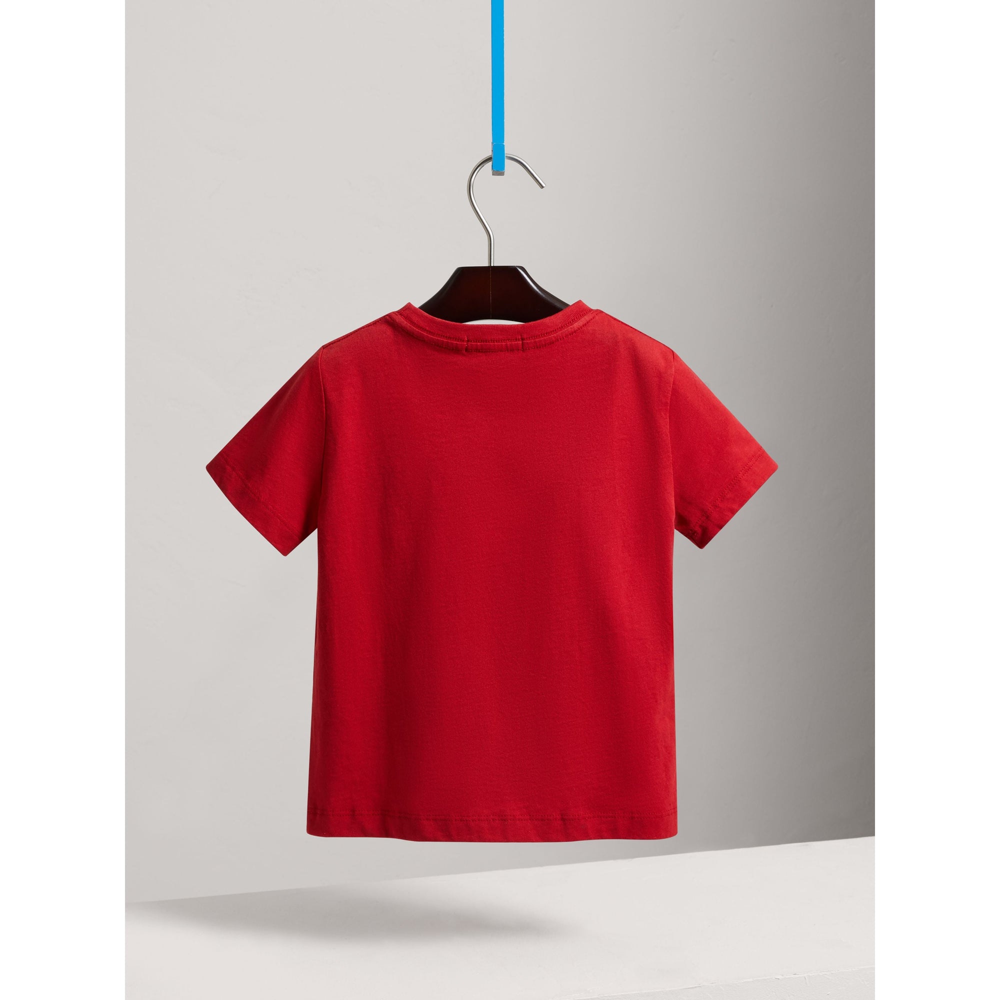 T-shirt en coton avec poche à motif check - Military Red