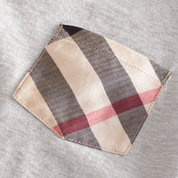 T-shirt en coton avec poche à motif check - Grey Melange
