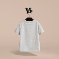 T-shirt en coton avec poche à motif check - Grey Melange
