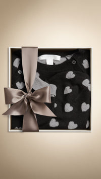 Set cadeau pour bébé en cachemire à motif cœurs - Black