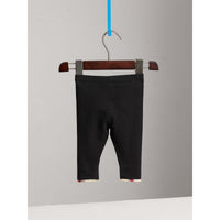 Legging en coton avec détails à motif check - Black