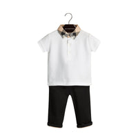 Polo avec col en check - White