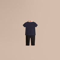 Polo avec col en check - True Navy