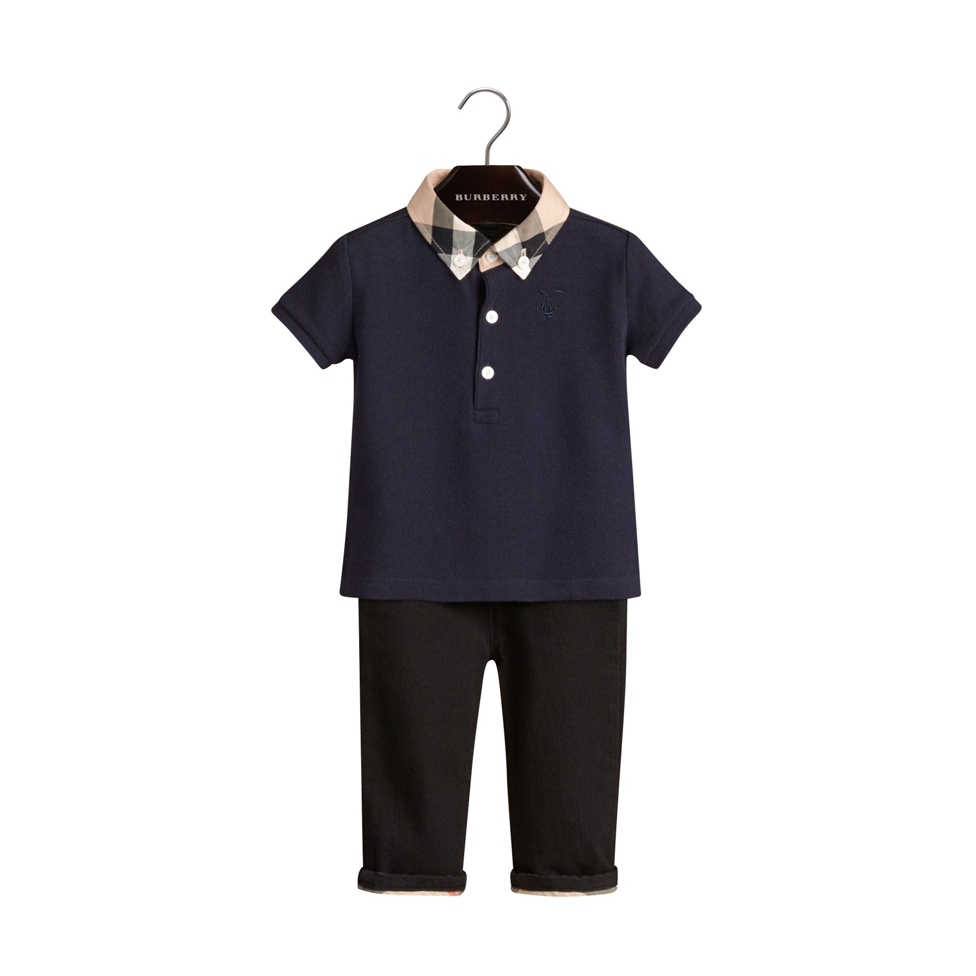 Polo avec col en check - True Navy