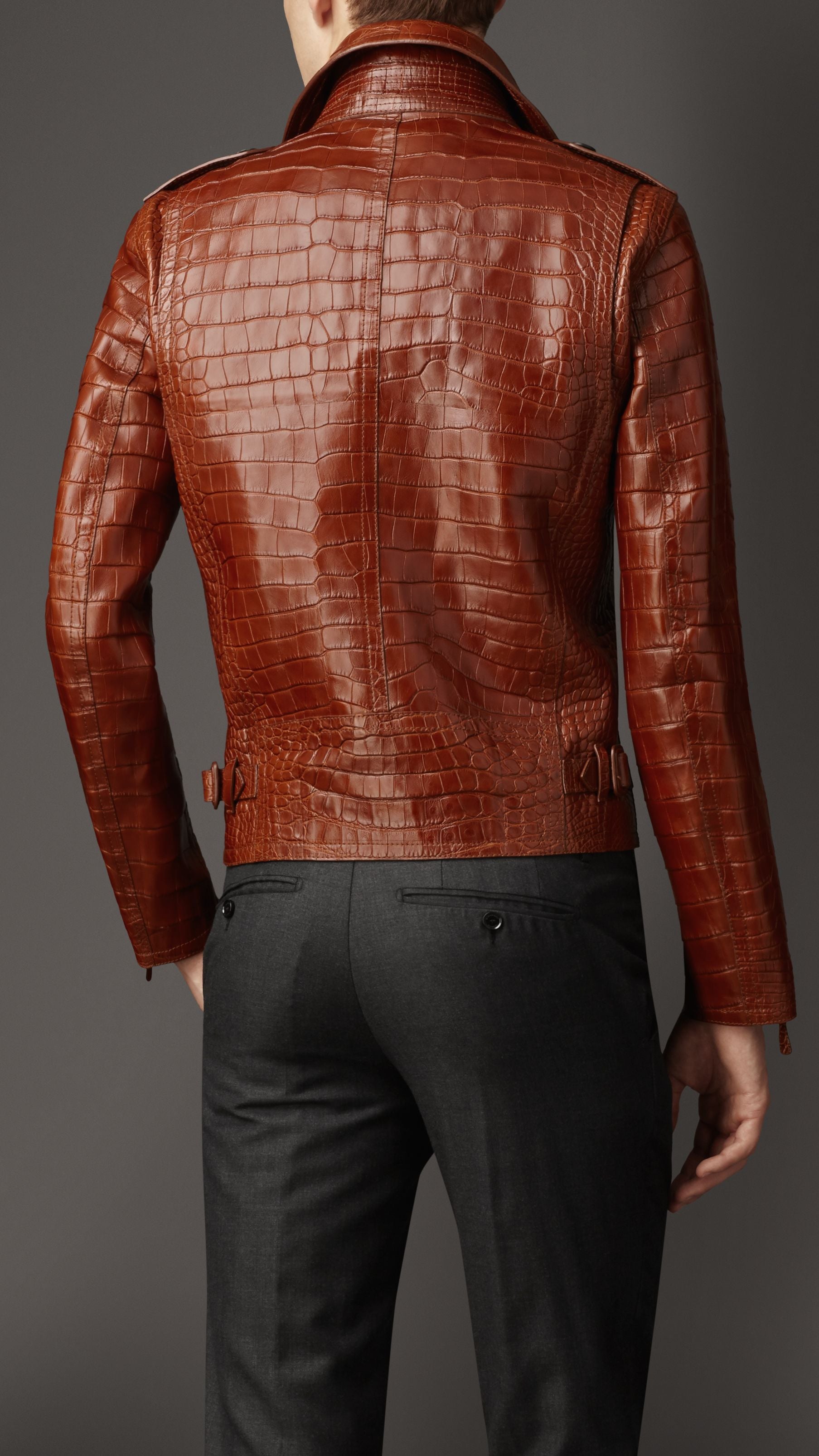 Perfecto en cuir d'alligator - Cognac