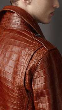 Perfecto en cuir d'alligator - Cognac