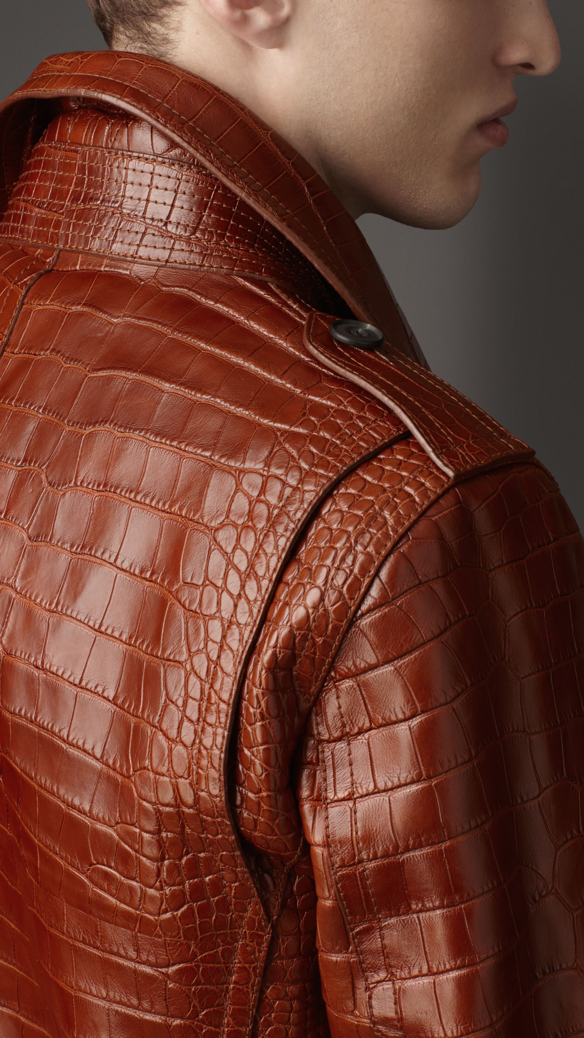Perfecto en cuir d'alligator - Cognac