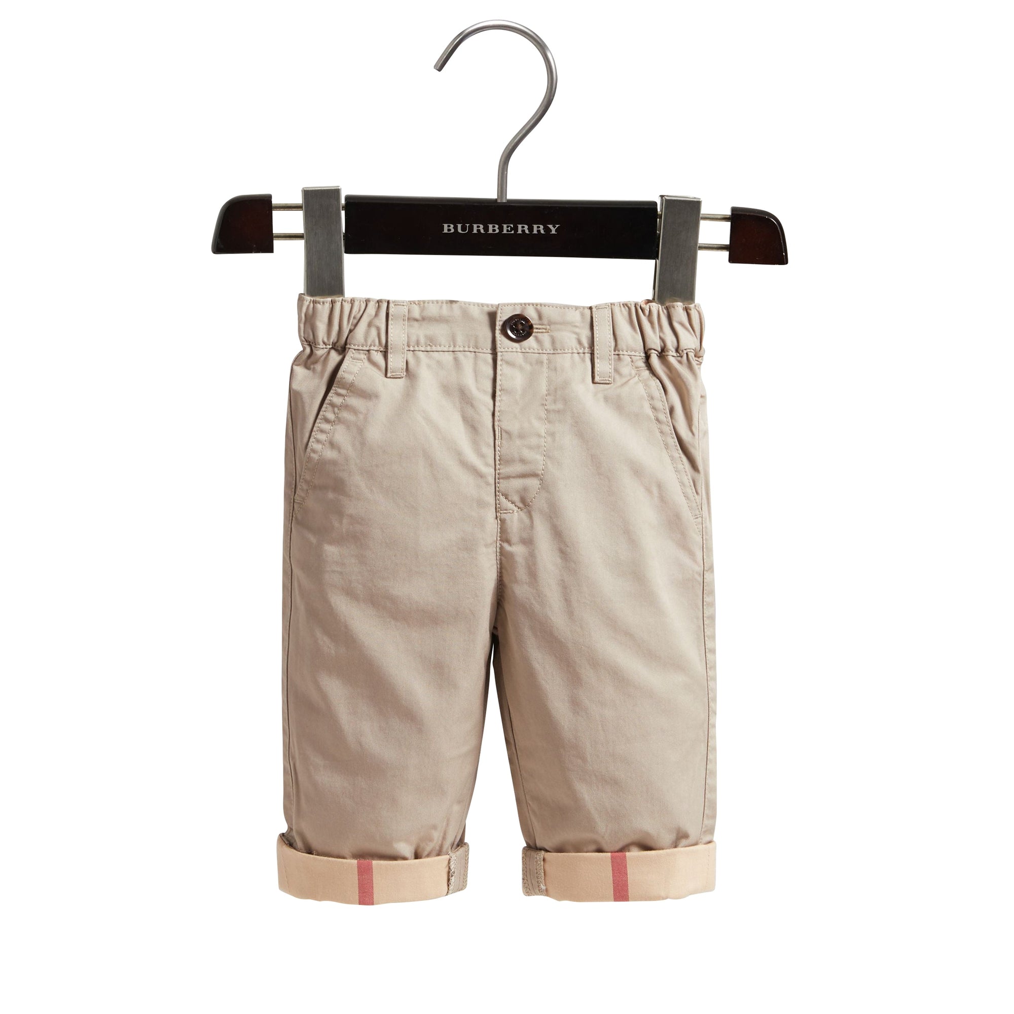 Pantalon chino avec revers en check - Taupe