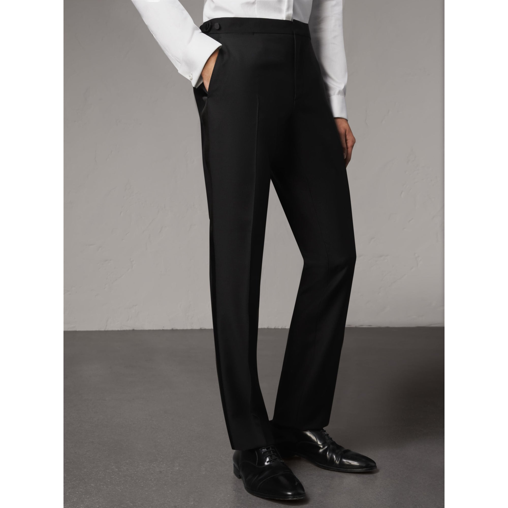 Smoking de coupe moderne semi-entoilé en laine et mohair - Black