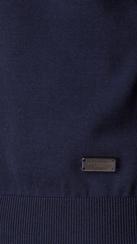 Pull col V en coton Sea Island - Navy
