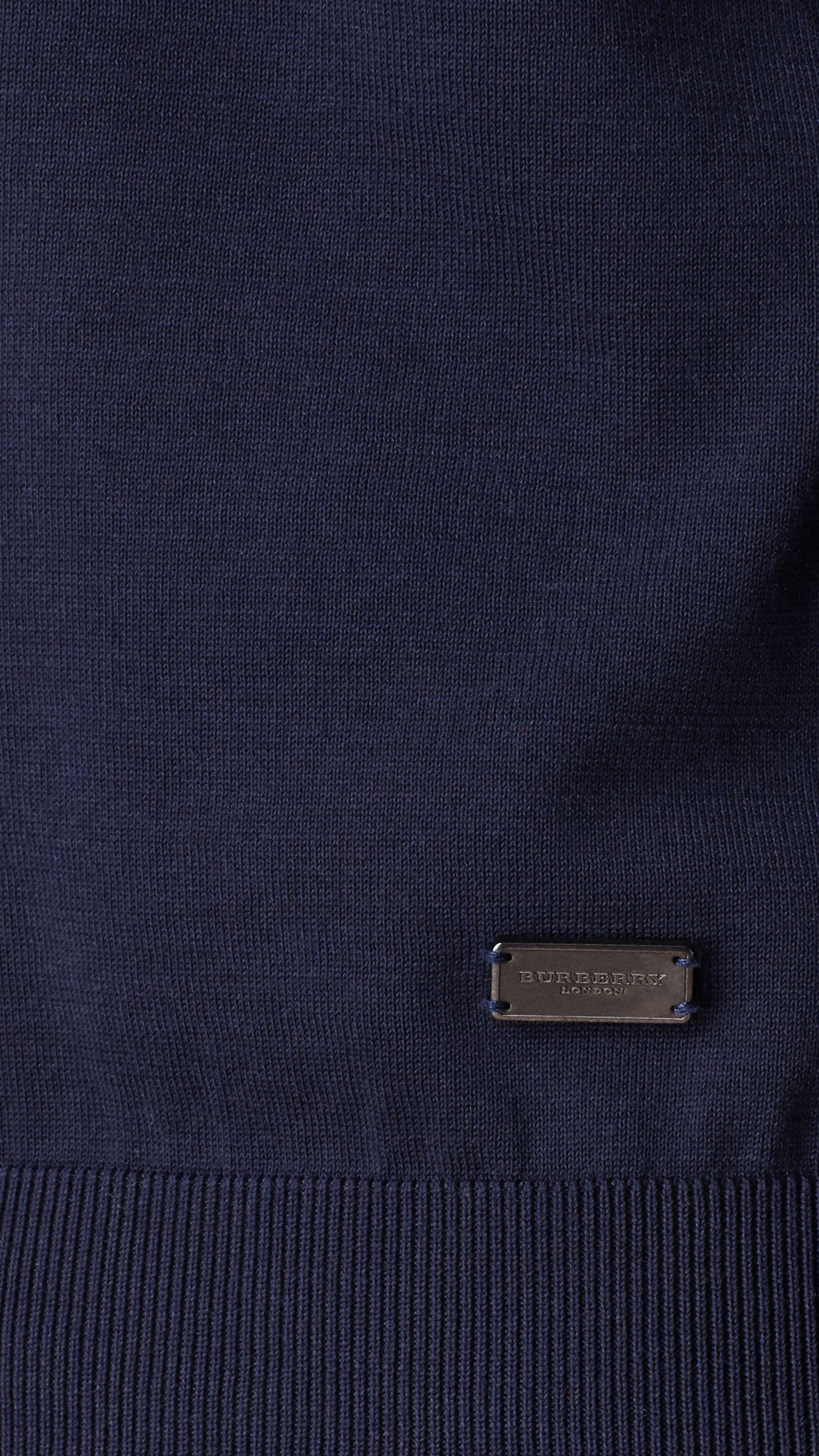 Pull col V en coton Sea Island - Navy