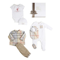 Set cadeau six pièces pour bébé en coton - Pale Classic Check