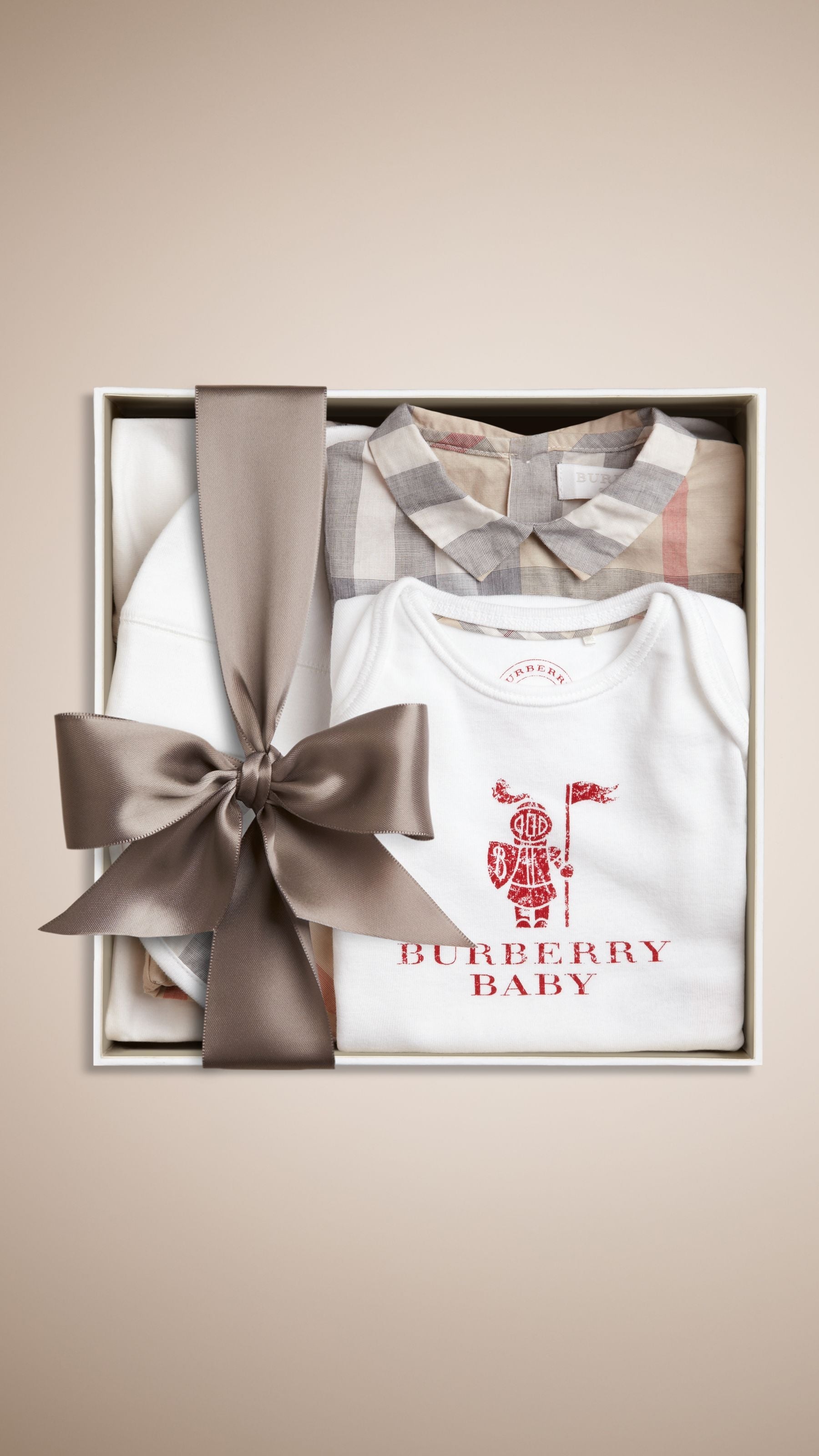 Set cadeau six pièces pour bébé en coton - Pale Classic Check