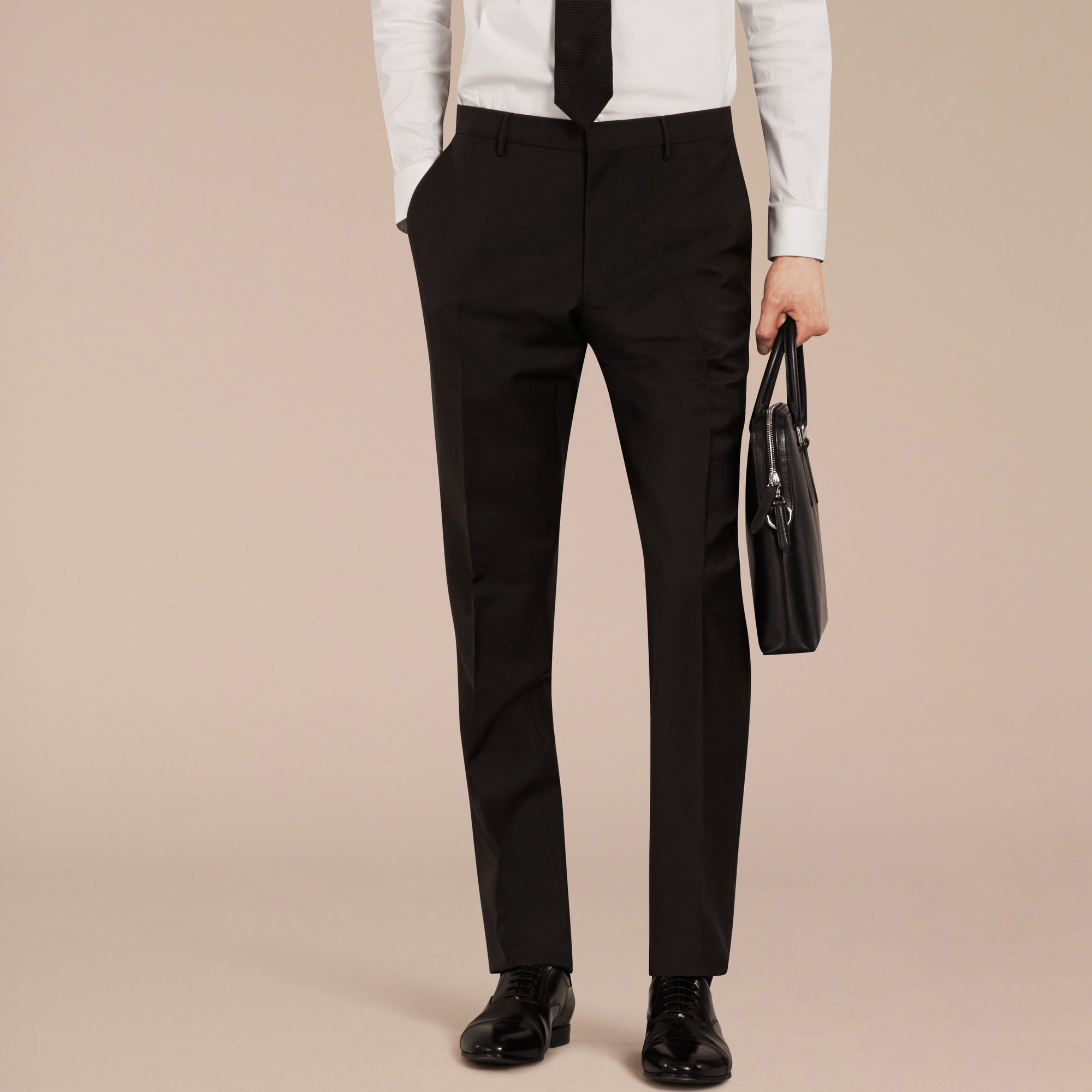 Pantalon de coupe slim en laine mohair - Black